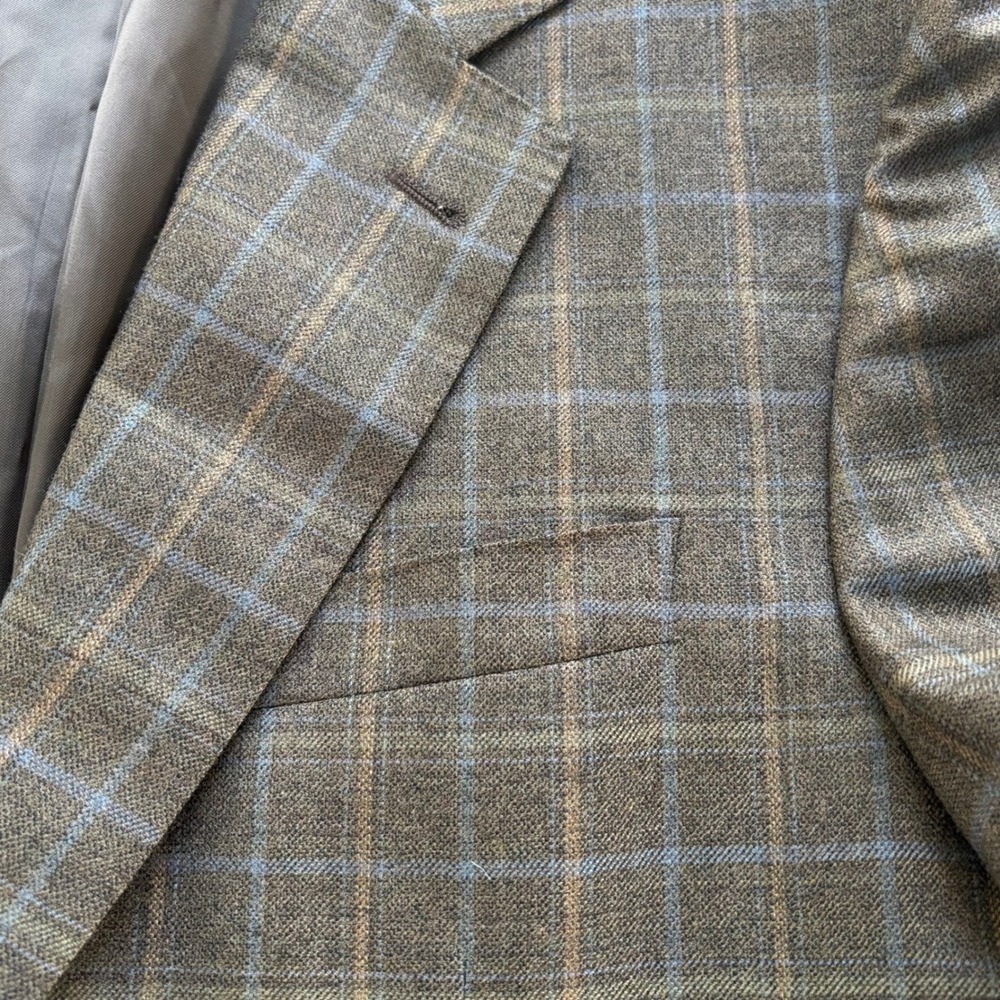 Canali Blazer 42S Brown Plaid Aldo's Super 120s Wool Italy Professional Academic - Picture 3 of 15